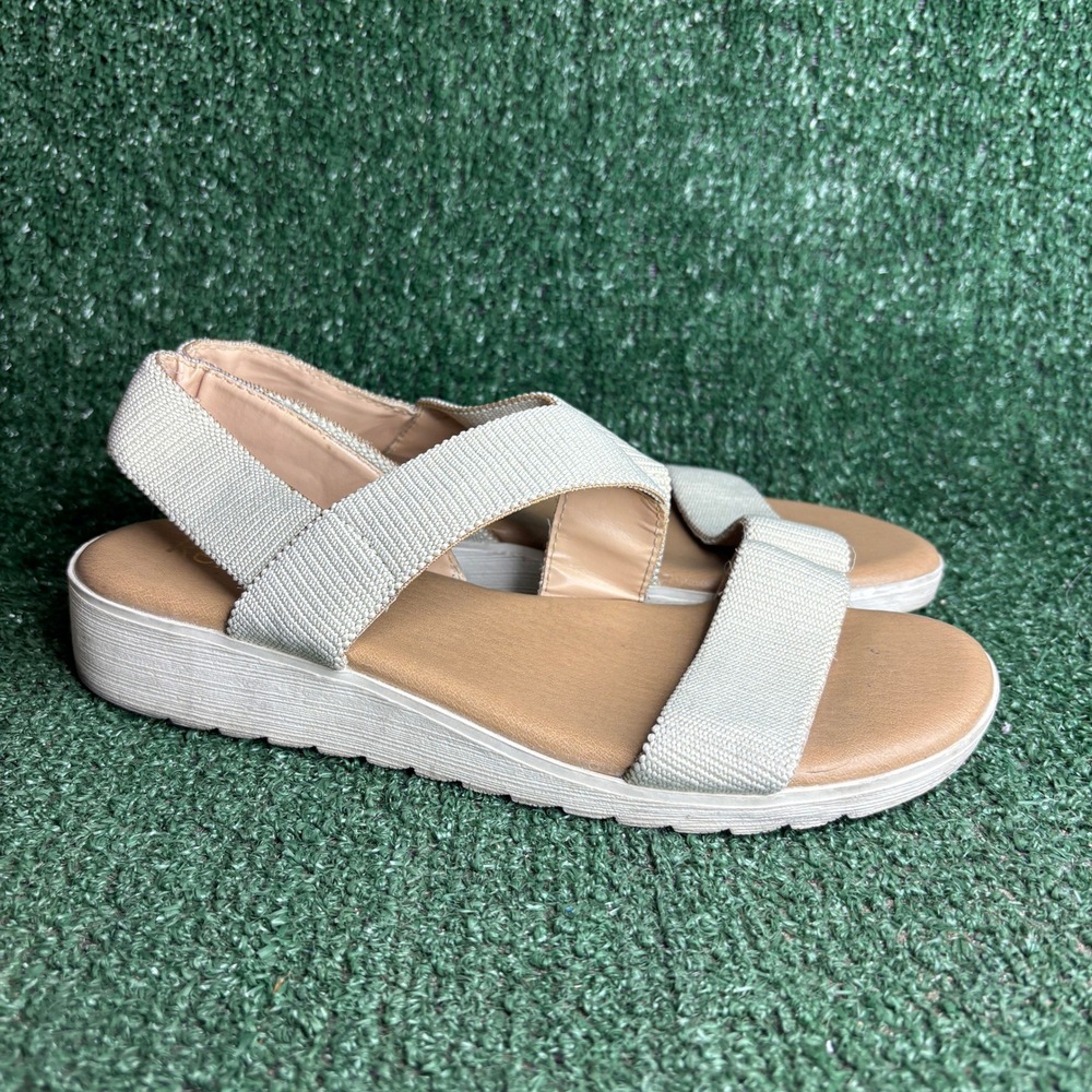 Kensie Emme Elastic Strap Platform Comfort Casual Slingback Sandal Beige Women 9